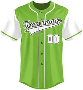Nueva camiseta de béisbol verde neón-Camisa con botones con nombre y número personalizados, uniforme deportivo para hombres y mujeres - Product Image 3