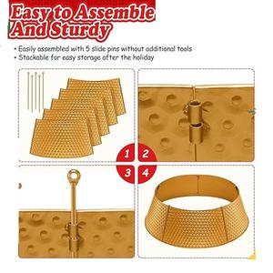 Classic Embossed Metal <b>Christmas</b> <b>Tree</b> Collar For <b>Artificial</b> <b>Christmas</b> <b>Tree</b> Holiday & Home Decoration - Product Image 5