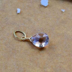 Pendentif en améthyste en forme de larme facetté, pierre naturelle jaune et violette, plaqué argent, bijou artisanal - Product Image 3