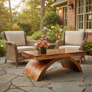 Mesa de Centro de Madera de Suar Sólida y Duradera, Diseño Tropical de Árbol de Lluvia, Forma Única, Mesa con Pedestal, Diseño Interior Moderno, Venta al Por Mayor - Product Image 4