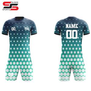 Conception gratuite de maillot de football d'entraînement d'équipe Ensemble complet d'uniformes de football personnalisés unisexes en polyester 100% imprimés par sublimation - Product Image 1