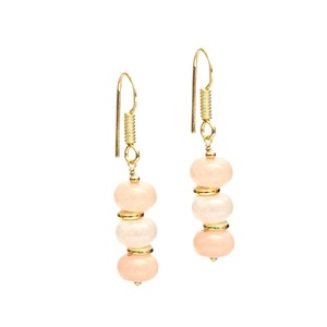 Handmade Peach Aventurine Birthstone Dangle <b>Earrings</b> Gold Spacer Beads, Findings <b>Earring</b> & Gold Plated Hook <b>Drop</b> <b>Earrings</b> - Product Image 1