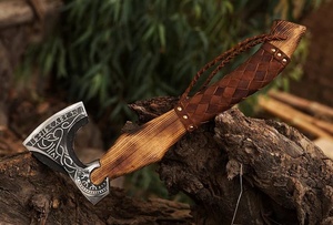 ปลอกหนังแท้สำหรับงานไม้เถ้าขวานโทมาฮอว์กทำด้วยมือทำจากเหล็กดามัสกัส - Product Image 5