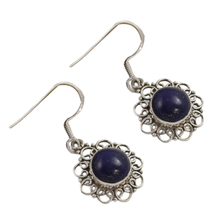 Boucles d'oreilles pendantes en Lapis Lazuli naturel en argent sterling 925 massif faites à la main avec placage à l'or bijoux à la mode pour les fêtes de mariage - Product Image 1