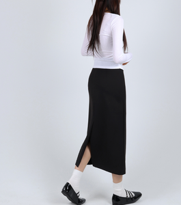 HOOR Womens <b>Pencil</b> <b>Long</b> <b>Skirt</b> Back Slit Elegant Office Wear Stretchy Slim Fit Stylish Comfortable Made in Korea - Product Image 2