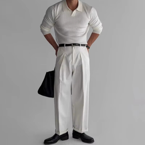 Smart Casual Hommes pour Polos Plus Size Tissu Tricoté Respirant avec Logo Brodé Motif Solide Imprimé Confortable - Product Image 4