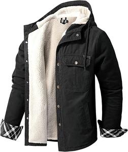 Chemise unie doublée de flanelle polaire Vestes d'automne et d'hiver Chemises pour hommes - Product Image 1