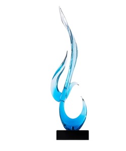 Objet de table Blue Wave de qualité supérieure, sculpture artistique ajoutant une touche d'élégance moderne au salon ou au bureau, fabriqué à la main en Inde - Product Image 1