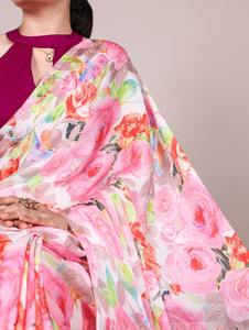 Ropa de fiesta, satén opaco hermoso exclusivo con fabricante de Sari estampado floral de La India a la tarifa más baja - Product Image 6