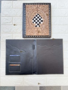 Büyük kapasiteli el Tooled deri portföy klasörü vaka dosya kişiselleştirilmiş elmas iş planlayıcısı portföy dizüstü organizatör - Product Image 6