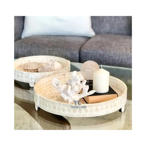 Hot Mother Pearl Capiz Inlay Décoratif Accent Plateau De Service Ramadan Mubarak Eid Cadeau Plateau De Coquillage pour Servir Au Chocolat - Product Image 1