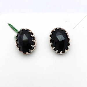 Natural Black <b>Onyx</b> 14x10mm Oval 925 Sterling Silver Designer Stud <b>Earrings</b> 4.53 gm Handmade Fine Jewelry Gemstone women <b>Earrings</b> - Product Image 2