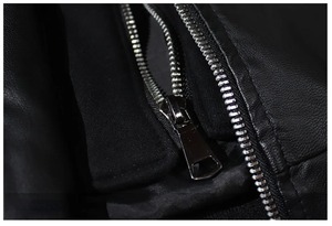 Chaqueta informal de cuero de serpiente de lona de Color sólido para hombre, abrigo de cuero PU negro para Otoño e Invierno para motociclismo - Product Image 5