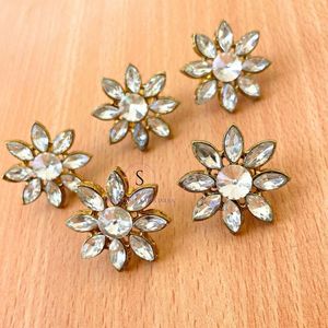 <b>Indian</b> Brass Handmade Kundan <b>Ring</b> With Flower Design Ans Oval Crystals Work <b>Rings</b> for Wedding Party Wear <b>Rings</b> - Product Image 4