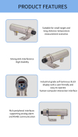 Colorimètre industriel 600-3200 ℃   Pyromètre infrarouge sans contact bicolore avec capteur optique et visée optique pour haute température