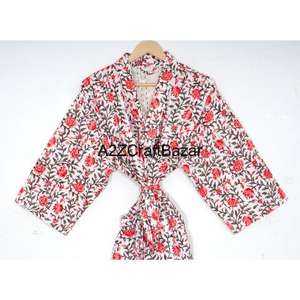 Kimono corto hecho a mano Vintage Kantha, bata de lujo con patrón Floral, edredón indio, chaqueta de invierno suave para otoño, vestido de noche Maxi - Product Image 2