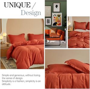 Funda nórdica de algodón 100%, 3 uds., estilo básico, Lino lavado francés Natural 200TC, ropa de cama suave y transpirable, hogar, boda, Hotel, Hospital - Product Image 3