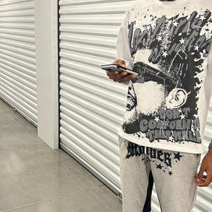 High-Quality Custom Heavyweight 100% Cotton Streetwear Casual Short Sleeve <b>Men</b> O-Neck Collar 300Gsm Eco-Friendly T-Shirt - Product Image 5