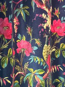 Cortinas de terciopelo azul marino con estampado de pájaros, estilo bohemio, personalizadas en cualquier tamaño, 100% algodón, terciopelo de alta calidad. - Product Image 3