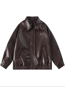 Chaqueta de Invierno de Cuero Genuino de Piel de Oveja y Vacuno para Hombre, Estilo Urbano, Diseño de Carreras, Fabricación OEM Personalizada - Product Image 2