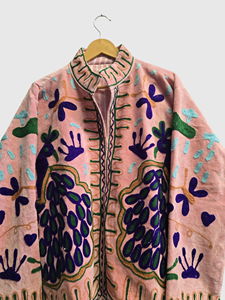 Chaqueta de Terciopelo con Bordado Floral de Manga Larga y Cuello Mao para Mujer, Talla Grande, Ropa de Otoño - Product Image 5