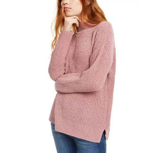 Cardigan casual da donna in ciniglia viola Hippie Rose con collo a lupetto, traspirante e caldo per autunno/inverno, taglia Small - Product Image 1