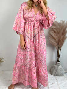 Été Femmes Françaises Plage Col en V Profond Robe de Soirée Sexy Sans Manches Dos Nu Côté Split Design Couleur Solide Longue Meilleure Robe - Product Image 2