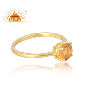 Anillo de piedras preciosas de citrino Natural chapado en oro de 18 quilates de Plata de Ley 925, joyería fina Demi para mujer, regalo para ella - Product Image 4