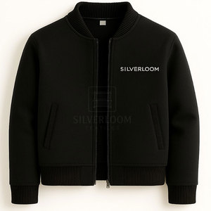 Chaqueta de bombardero de punto para hombre con logotipo personalizado al por mayor | Chaqueta de invierno con cremallera y mezcla de algodón ajustada de la marca Silverloom - Product Image 2