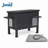 Nichoir extérieur pour chats à double entrée, gris foncé, abri pour animaux de compagnie, enclos surélevé pour jardin et cour arrière