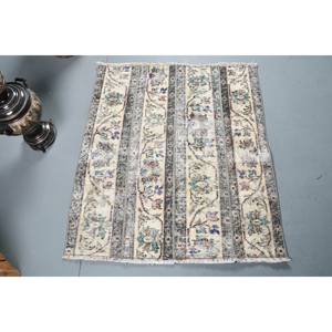 Tapis en laine Patchwork vert Beige classique 2.9 X 3.3ft Design Aubusson turc pour salon chevet couloir Latex Rectangle - Product Image 1