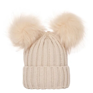 Bonnet d'hiver en tricot pour tout-petits Chapeaux à double pompon pour maman et moi Bonnets chauds 2024 Custom Cheap Cute lady - Product Image 1