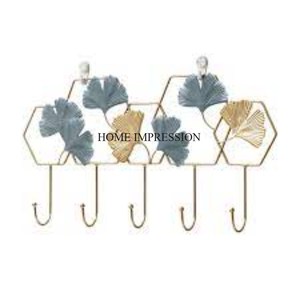 Ganchos y colgadores montados en la pared de diseño de hojas de Gingko hechas de Metal de calidad superior con aspecto antiguo de arte creativo moderno respetuoso con el medio ambiente - Product Image 3