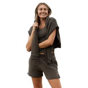 Women <b>Short</b> Dark Grey <b>Sleeveless</b> Tank <b>Top</b> 100% Organic Cotton Pre-Shrunk GOTS Certified Premium Soft Quick Dry Classic Fit Tee - Product Image 6