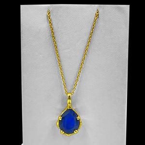 Collier pendentif en forme de larme en argent sterling 925 plaqué or bleu flashy Labradorite Designer fait à la main Mariages à la mode - Product Image 5