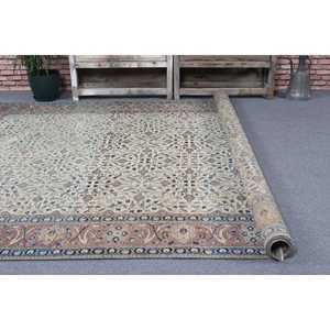 Tapis turc 6,3x9,7 pieds, grand tapis vintage, tapis bleu à motifs de plantes et d'arbres - Product Image 5