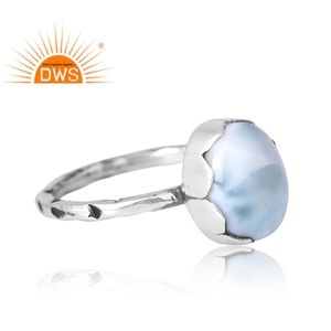 Bague en argent sterling 925 artisanale avec pierre précieuse naturelle Larimar, fabrication de bijoux sur mesure, dernière tendance - Product Image 4