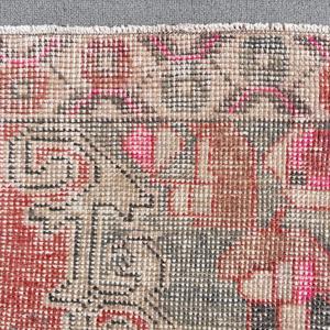 0.4x6.9 ft Vintage Turkish Rug, <b>Runner</b> Rug, <b>Red</b> Pink Oriental Wool Rug - Product Image 5