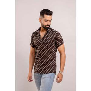 Chemise en lin rayée à boutons pour homme 100% coton - Manches courtes Respirante Taille 6XL - Product Image 1