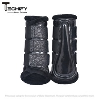 Bottes de protection pour chevaux TECHIFY en similicuir avec sangles à paillettes et bordure en fausse fourrure