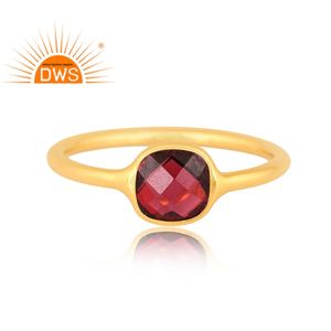 แหวนพลอยโกเมนธรรมชาติชุบทอง18K แหวนวางซ้อนกันได้เครื่องประดับแบบละเอียด - Product Image 3