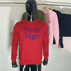Sudadera Personalizada con Capucha y Cuello Alto, Cuello Redondo con Rayas, Aplique Bordado, Sudadera Gruesa de Invierno - Product Image 1