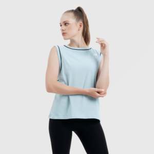 Blue Breathable Knitted Fabric Fraction Tank - Product Image 5