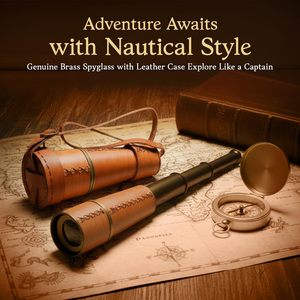 Telescopio Náutico de Latón con Envoltura de Cuero |   Diseño de Imitación Antigua Hecho a Mano |   Aumento de 3x-5x |   Tamaño de 20 pulgadas | - Product Image 5