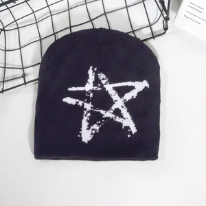 Unisex Fashionable Winter <b>Beanie</b> Custom Acrylic Knitted Warm <b>Hat</b> Jacquard <b>Beanie</b> <b>Hat</b> with Star Logo for <b>Women</b> Men - Product Image 5