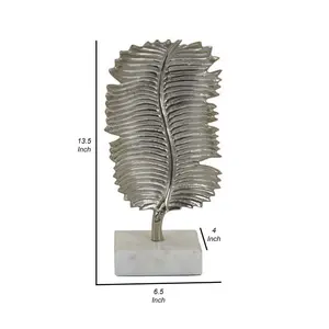 ตกแต่งบ้านรูปปั้นใบเดี่ยวทำจากอะลูมิเนียมแผ่นหินอ่อนสีขาวชุบด้วยนิกเกิลตกแต่งบนโต๊ะ - Product Image 6