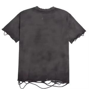T-shirt Oversize Délavé à l'Acide 100% Coton Vintage, Col Rond, Manches Courtes, Streetwear Uni pour Homme - Product Image 1