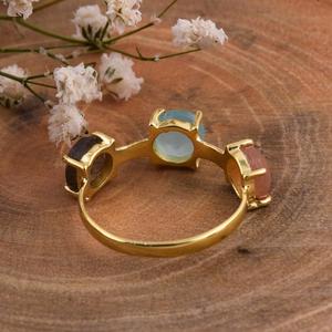 Women's High Fashion Dual Stone Peach Moonstone Sterling Silver <b>Ring</b> for Wedding and Party - Product Image 5