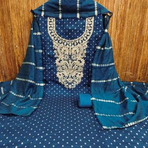 Vestido bordado de algodón con estampado de Dupatta Nazneen Shibori, bonito diseño, Material de vestir, Colección Salwar Kamee - Product Image 5