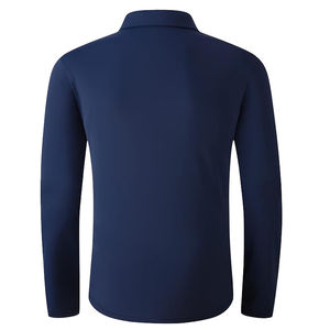 Vente en gros de polos de golf aux couleurs unies pour hommes, polyester, spandex, extensible dans les 4 sens, manches longues, golf pour hommes - Product Image 3